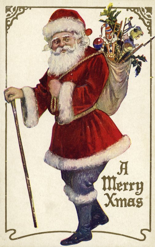 Weihnachtsmann mit einem Sack voller Spielzeug von English School