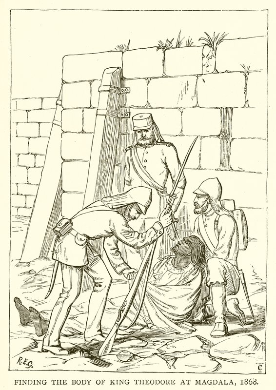 Auffindung des Leichnams von König Theodor in Magdala, 1868 von English School