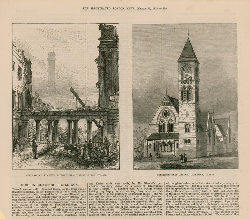 Feuer in den Beaufort Buildings von English School