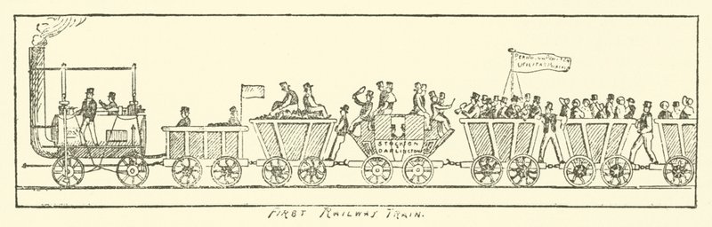Erster Eisenbahnzug (Gravur) von English School