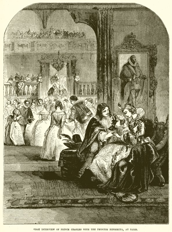 Erstes Treffen von Prinz Charles mit Prinzessin Henrietta in Paris von English School