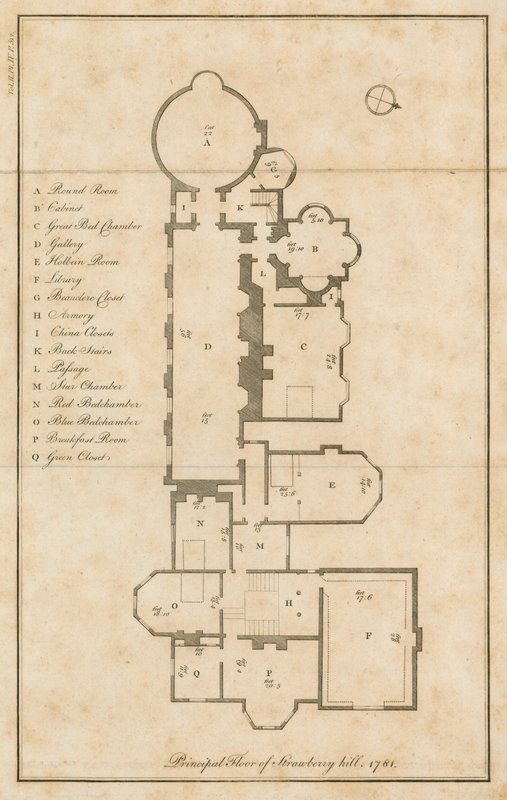 Grundriss des Hauptgeschosses, Strawberry Hill, London von English School
