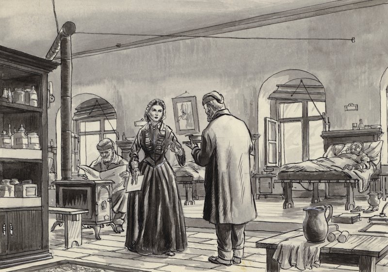 Florence Nightingale arbeitet im Krankenhaus in Scutari von English School