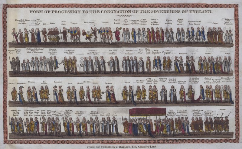 Form der Prozession zur Krönung der Souveräne von England von English School