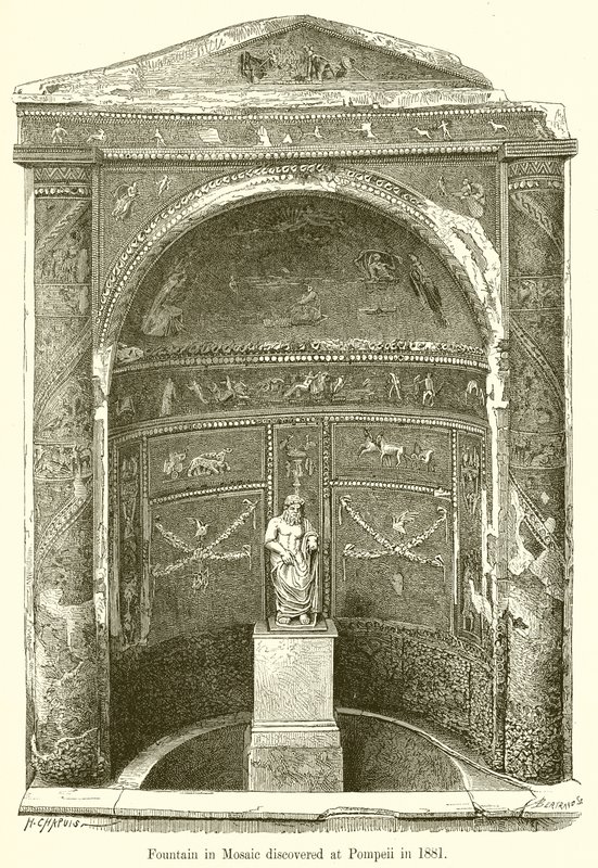 Mosaikbrunnen, entdeckt in Pompeji 1881 von English School
