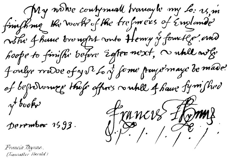 Francis Thynne, Lancaster Herald von English School
