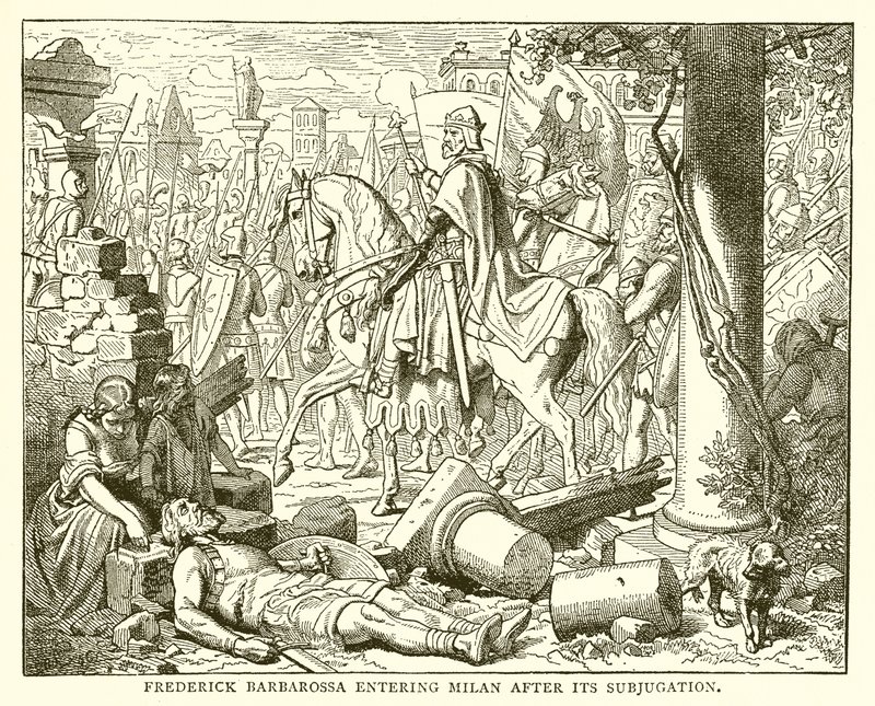 Friedrich Barbarossa betritt Mailand nach dessen Unterwerfung von English School