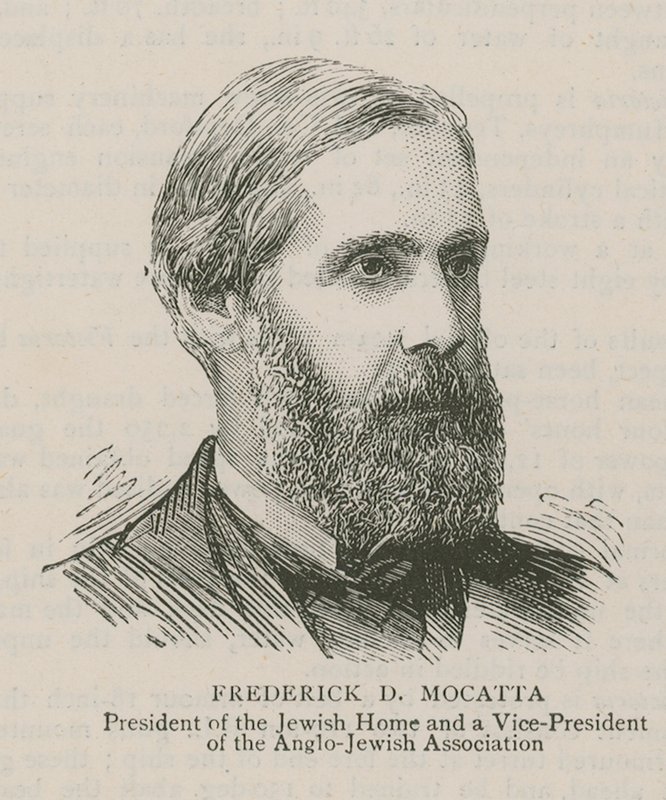 Frederick D Mocatta, Präsident des jüdischen Heims und Vizepräsident der Anglo-Jewish Association von English School