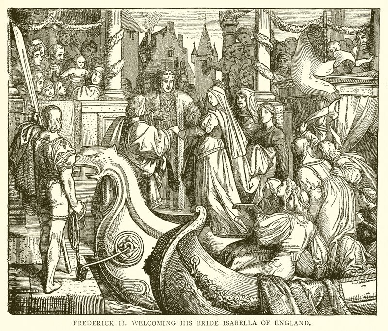 Friedrich II. begrüßt seine Braut Isabella von England von English School