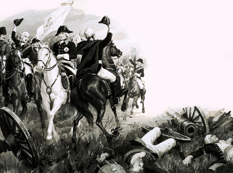 Friedrich der Große, König von Preußen, mit seinen Truppen in der Schlacht von English School