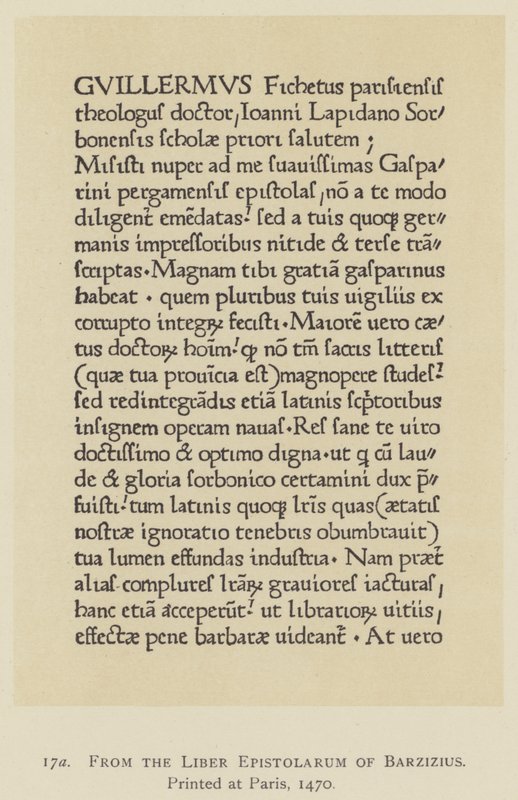 Aus dem Liber Epistolarum von Barzizius, gedruckt in Paris von English School