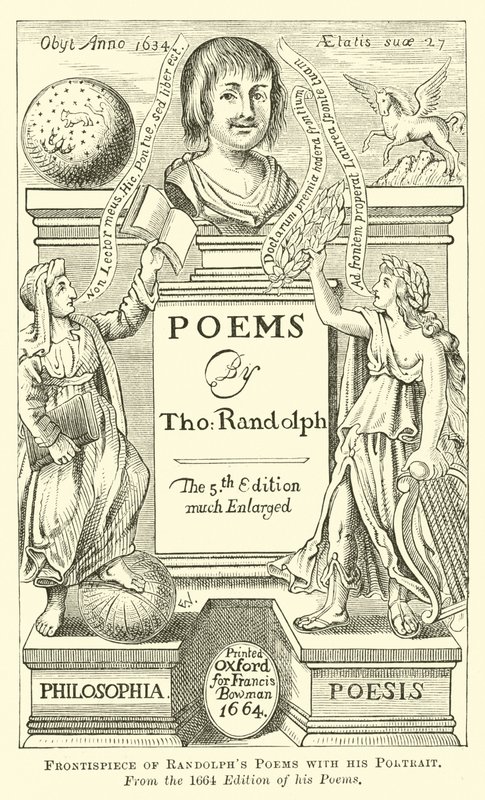 Frontispiz von Randolphs Gedichten mit seinem Porträt von English School