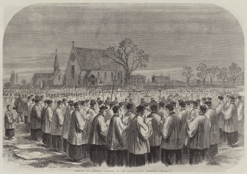 Beerdigung von Kardinal Wiseman auf dem Kensal-Green-Friedhof (Stich) von English School