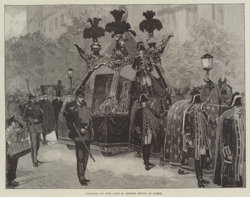 Beerdigung des verstorbenen M Ernest Renan in Paris (Stich) von English School