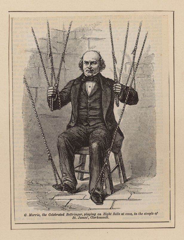 G Morris, der berühmte Glockenspieler, spielt auf acht Glocken gleichzeitig von English School