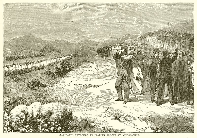 Garibaldi von italienischen Truppen bei Aspromonte angegriffen von English School
