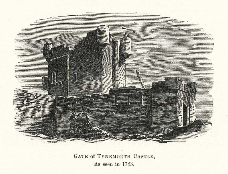 Tor von Tynemouth Castle, wie es 1783 zu sehen war (Stich) von English School