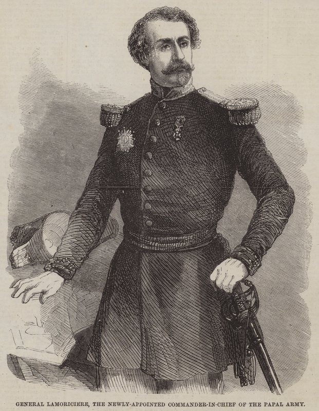 General Lamoriciere, der neu ernannte Oberbefehlshaber der päpstlichen Armee (Stich) von English School