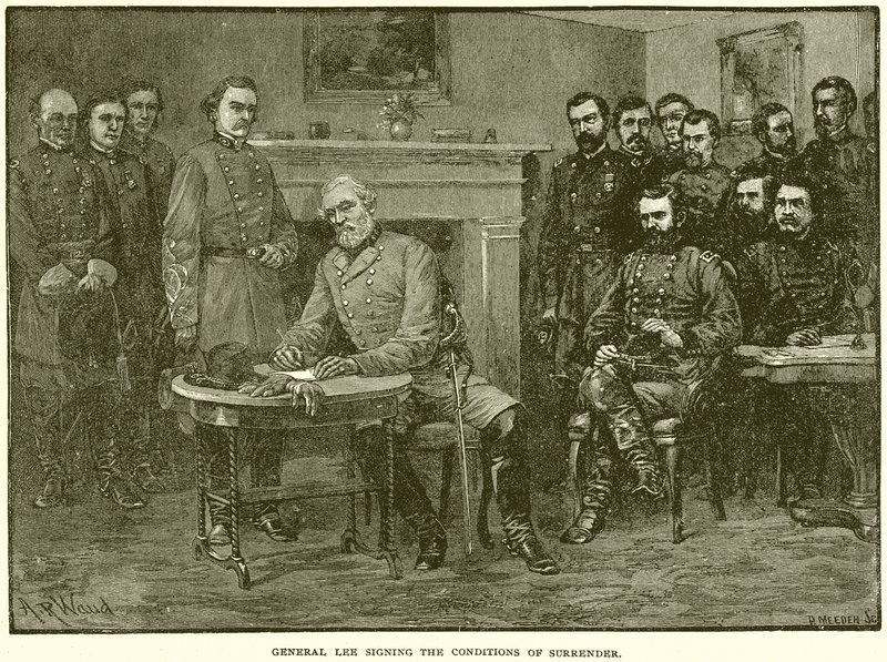 General Lee unterzeichnet die Kapitulationsbedingungen von English School