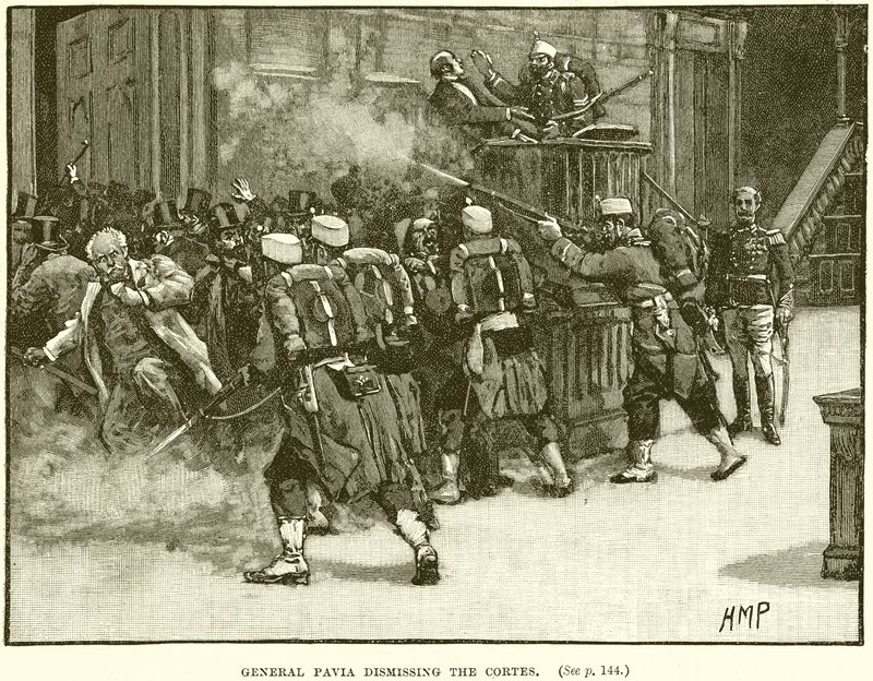 General Pavia entlässt die Cortes von English School