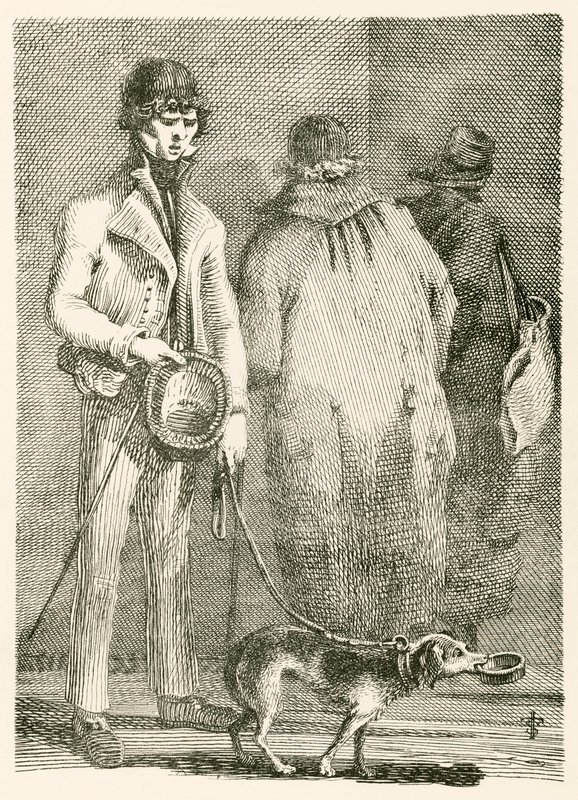 George Dyball, ein blinder Bettler von beträchtlicher Berühmtheit, und sein Hund Nelson von English School