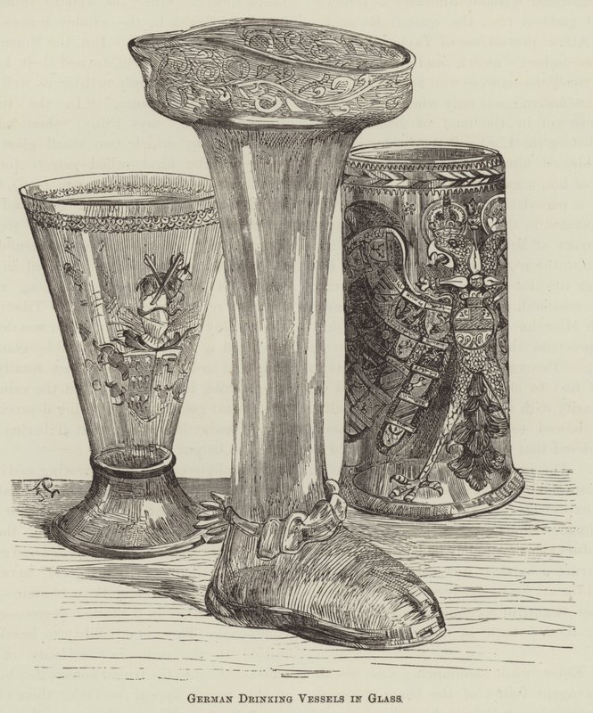 Deutsche Trinkgefäße aus Glas (Gravur) von English School