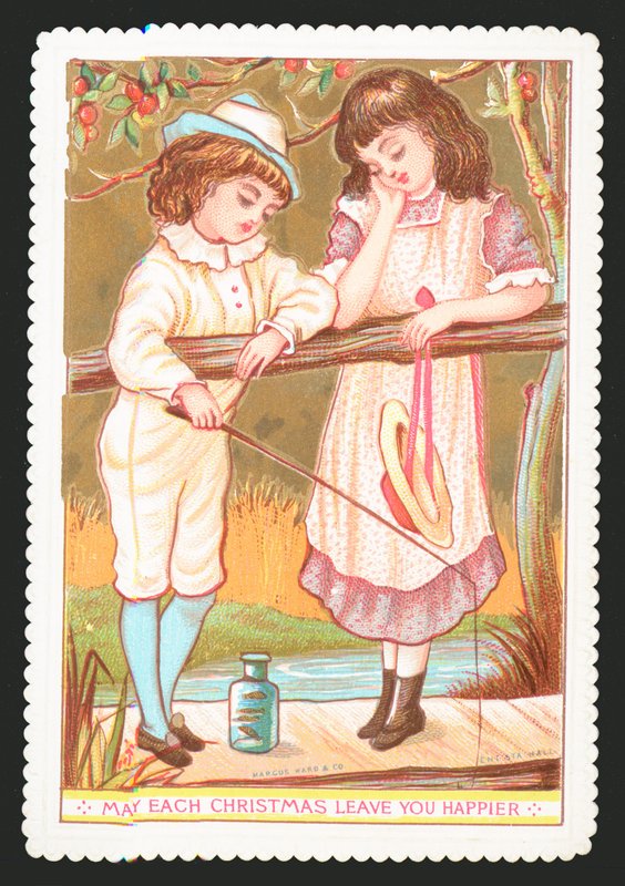 Mädchen und Junge angeln mit Rute von English School