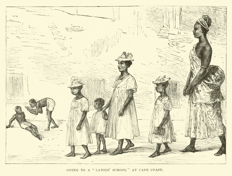 Auf dem Weg zu einer Mädchenschule in Cape Coast von English School