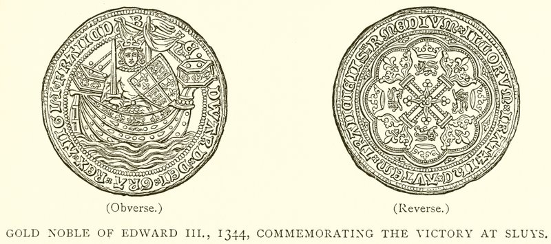 Goldene Noble von Edward III, 1344, zur Erinnerung an den Sieg bei Sluys von English School