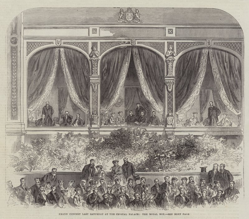 Großes Konzert letzten Samstag im Crystal Palace, die königliche Loge (Gravur) von English School