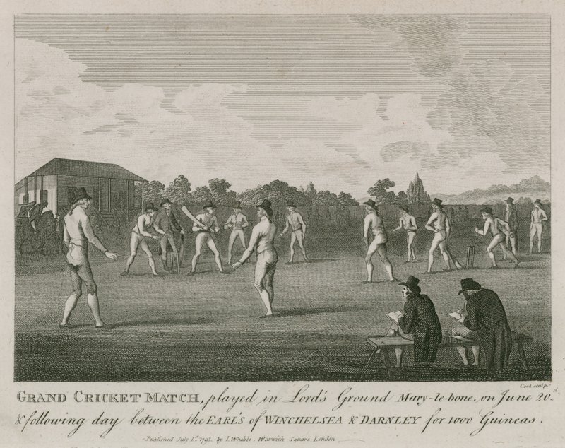 Großes Cricket-Match auf dem Lords Ground, Marylebone, London von English School
