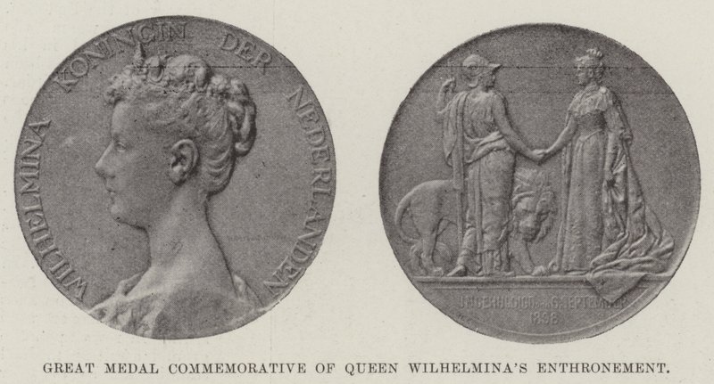 Große Medaille zur Erinnerung an die Thronbesteigung von Königin Wilhelmina (Gravur) von English School