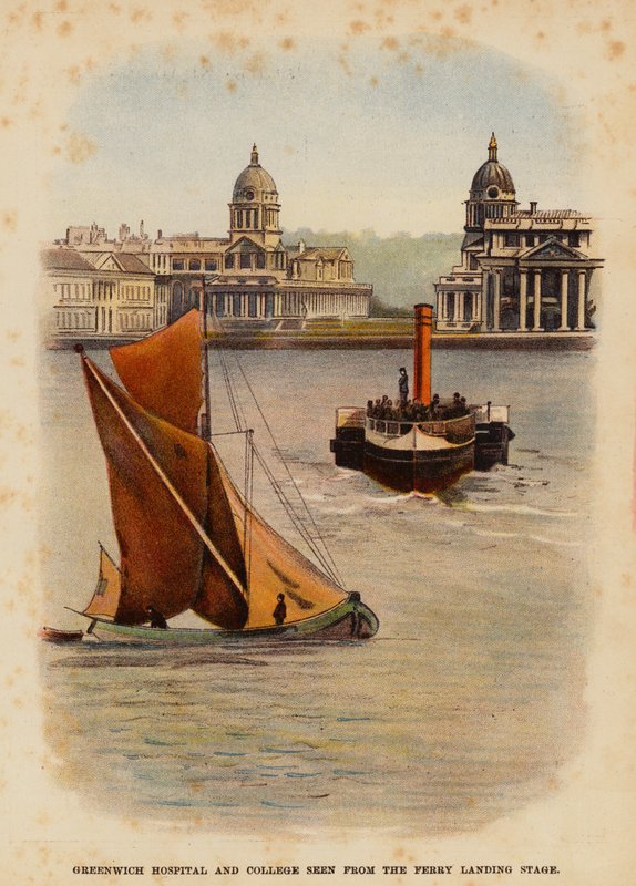 Greenwich Hospital und College vom Fähranleger aus gesehen von English School