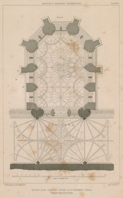 Grundriss der Chantry Kapelle, St. Stephens Kapelle, Westminster Palace von English School