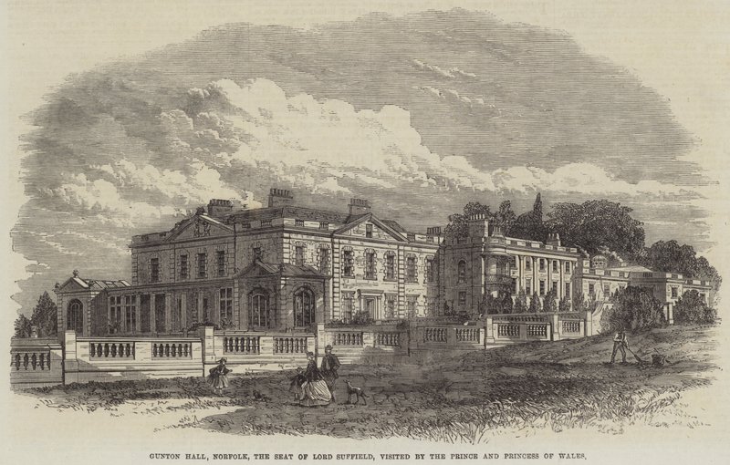 Gunton Hall, Norfolk, der Sitz von Lord Suffield, besucht vom Prinzen und der Prinzessin von Wales von English School