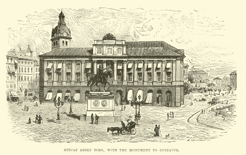 Gustaf-Adolf-Platz mit dem Denkmal für Gustavus von English School