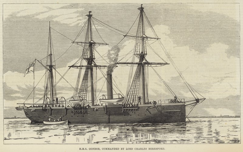 HMS Condor, kommandiert von Lord Charles Beresford (Stich) von English School