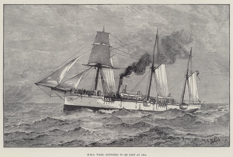 HMS Wasp, vermutlich auf See verloren (Gravur) von English School