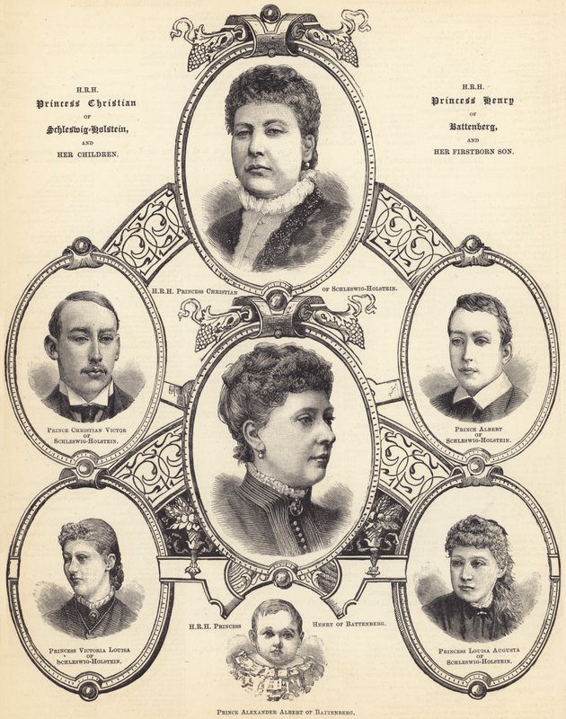 Ihre Königliche Hoheit Prinzessin Christian von Schleswig-Holstein und Ihre Königliche Hoheit Prinzessin Henry von Battenberg und ihre Kinder von English School
