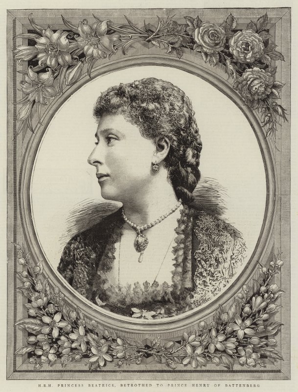 Ihre Königliche Hoheit Prinzessin Beatrice, verlobt mit Prinz Henry von Battenberg (Gravur) von English School