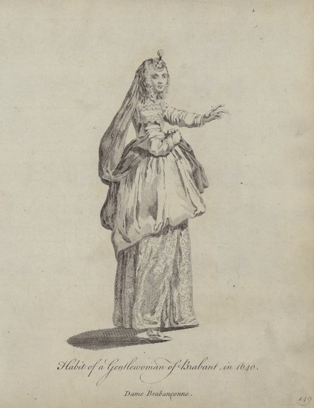 Kleidung einer Dame von Brabant, 1640 von English School