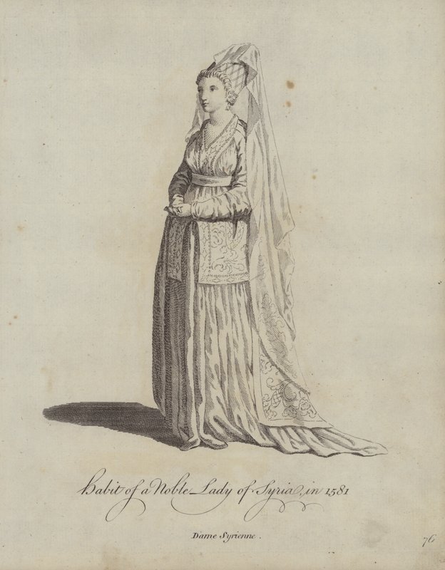 Kleidung einer adligen Dame von Syrien im Jahr 1581 von English School