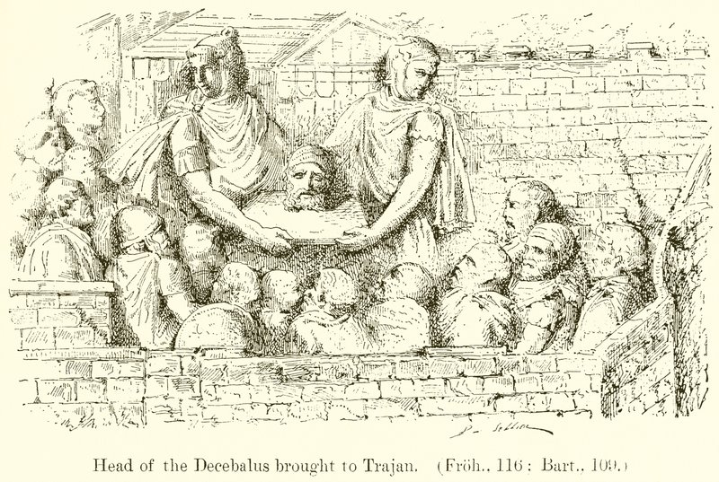 Kopf des Decebalus zu Trajan gebracht von English School