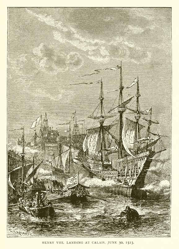 Heinrich VIII. landet in Calais, 30. Juni 1513 von English School