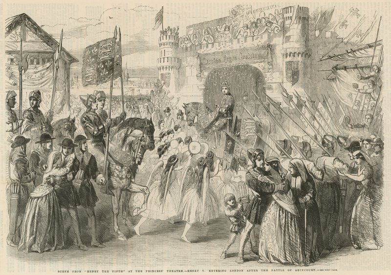 Heinrich V. zieht nach der Schlacht von Agincourt in London ein von English School