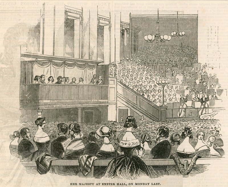Ihre Majestät Königin Victoria in Exeter Hall, Strand, London von English School