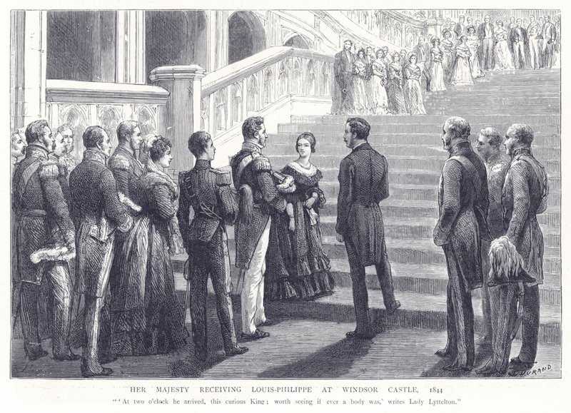 Ihre Majestät empfängt Louis-Philippe im Windsor Castle, 1844 von English School