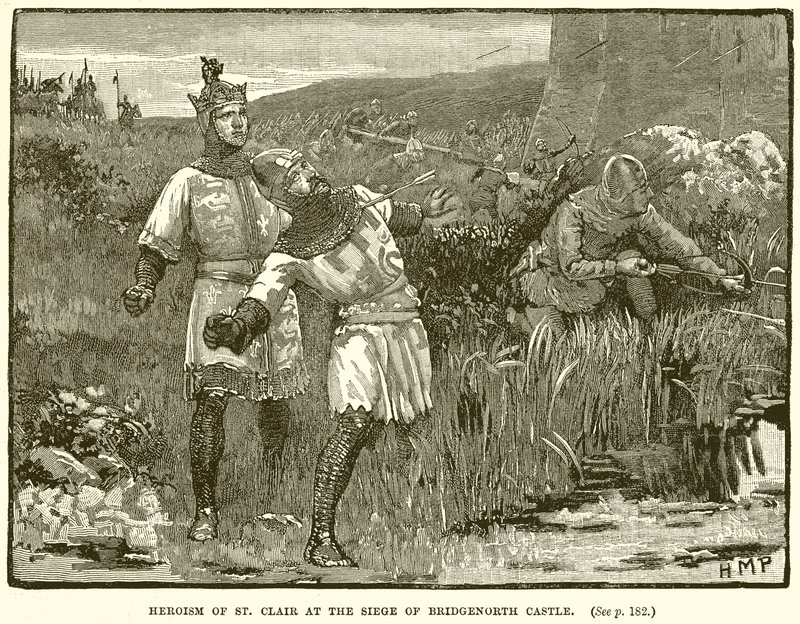 Heldentum von St. Clair bei der Belagerung von Bridgenorth Castle von English School