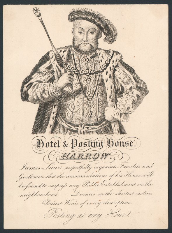 Hotel und Posthaus, Harrow, Visitenkarte von English School