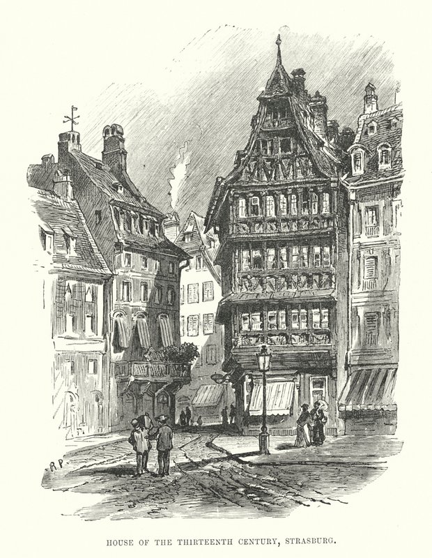 Haus des dreizehnten Jahrhunderts, Straßburg (Gravur) von English School